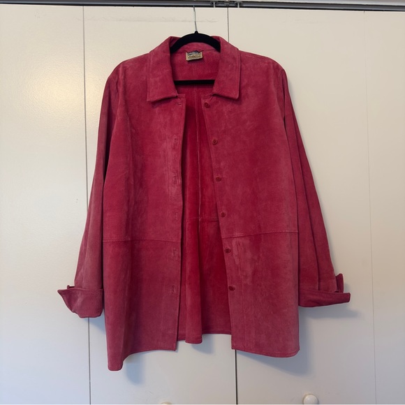 TravelSmith Jackets & Blazers - TravelSmith Pink Suede Leather Jacket | Button Front